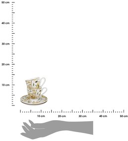 Porcelánová šálka na nohe s podšálkou English Roses White 90 ml sada 2ks