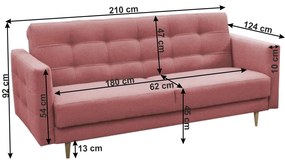 Rozkladacia pohovka Armendia (ružová). Vlastná spoľahlivá doprava až k Vám domov. 1016762