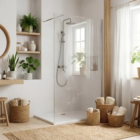 Bezrámová sprchová zástena REA FLEXI 70 cm, chróm/transparent - bez vaničky