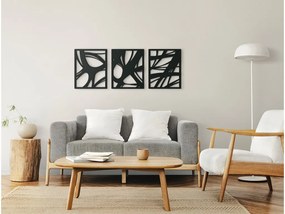 drevko 3-dielny drevený obraz Moderna Rozmer obrazu: 24,5 x 65 cm, Farba dekorácie: Čierna