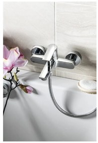 Biela nástenná vaňová batéria (2 výstupy) Pax – Sapho