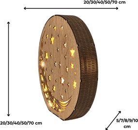 Drevená stolová lampa Mesiac a hviezdy | AURA: HDF - Orech 20 cm 4794-115288 LED0612
