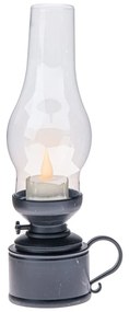 Plastová lucerna s LED sviečkou Flame, v. 24,5 cm,čierna