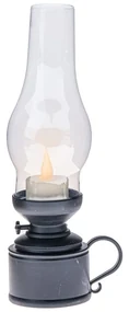 Plastová lucerna s LED sviečkou Flame, v. 24,5 cm,čierna