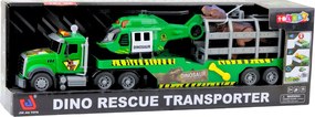 LEAN Toys Súprava nákladných vozidiel Helikoptéra v klietke so svetovými zvukmi dinosaurov Zelená