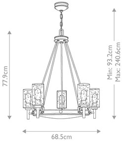 Elstead HK-COLLIER5 - Luster na reťazi COLLIER 5xE27/100W/230V