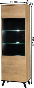 Jednodverová vitrína Siran Typ 2 - dub lefkas / čierna