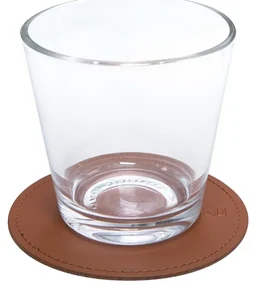 Podtácok 10cm, recyklovaná koža / hnedý