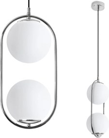 Závesné svietidlo Florence, 2x biele sklenené tienidlo, ch, U