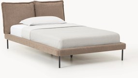 Plyšová buklé čalúnená posteľ Amelia