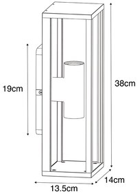 Inteligentné vonkajšie nástenné svietidlo čierne s rebrovaným sklom vrátane 2 Wifi A60 - Charlois