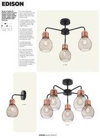 Redo 01-1577 - Luster na tyči EDISON 5xE27/42W/230V priemer 53 cm čierna/medená