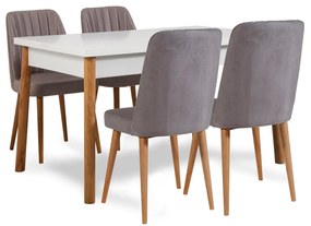 Jedálenský set Dobuse 3 (borovica atlantická + biela + sivá) (pre 4 osoby). Vlastná spoľahlivá doprava až k Vám domov. 1093799