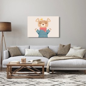 Obraz - Béžový medvedík s korunkou (90x60 cm)