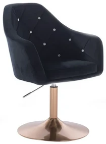 LuxuryForm DESIGN Kreslo ROMA VELUR na zlatom tanieri - čierne