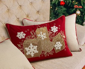 EUROFIRANY VIANOČNÁ DEKORAČNÁ OBLIEČKA NA VANKÚŠ GIFTS 35X50 CM VZOROVANÁ