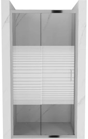 Mexen Apia, posuvné dvere do otvoru 140 x 190 cm, 6mm číre sklo-pásiky, chrómový profil, 845-140-000-01-20