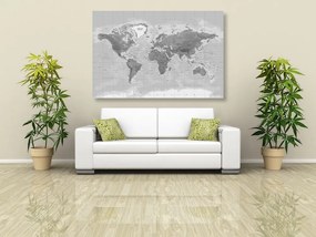 Obraz nádherná čiernobiela mapa sveta - 60x40