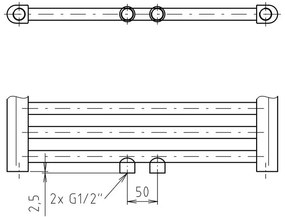 Mereo Mereo, Vykurovací rebrík, 450x1330 mm, 752 W, rovný, biely, stredové pripojenie, MER-MT02S