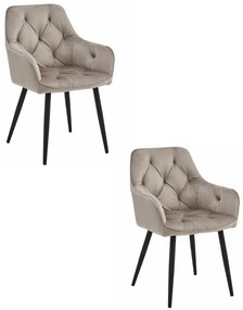 Set dvoch jedálenských otočných stoličiek JORK360 zamatové, tmavobéžové (čierne nohy) 2 ks