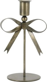 Mosadzný antik svietnik s mašľou Bow Antique – 10,5*7,5*18 cm