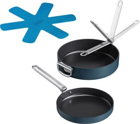 Panvice Space s ochrannými vložkami 24 cm + 28 cm sýto modré 3 diely