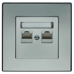 GPK-2L Dvojitá počítačová zásuvka RJ45 strieborná metalíza