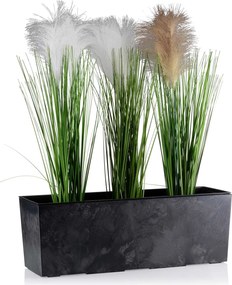 Balkónový truhlík BOUQUET 56 cm černý beton