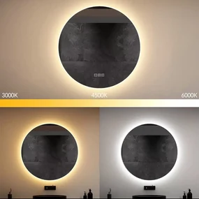 Rea Round, okrúhle LED zrkadlo s ryhovaným rámom 60 cm + bluetooth, HOM-06509