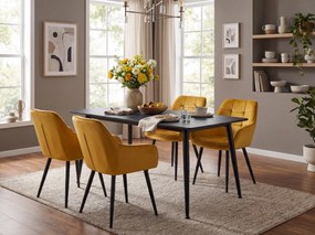 Jedálenský stôl RION 130x70 cm s keramickou doskou, čierny mramor