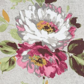 Obojstranný prehoz v sivej farbe s potlačou romantických kvetov