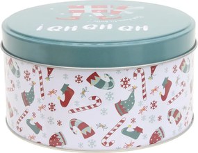 VERK GROUP Sada 3 ks plechových vianočných guľatých boxov X-MASS