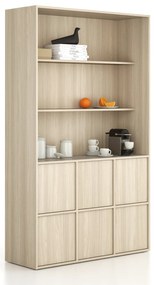 Kancelárska skriňa FRAME, 6x dvere, 2x polica, 1299 x 450 x 2162 mm, PUSH-lock, dub prírodný