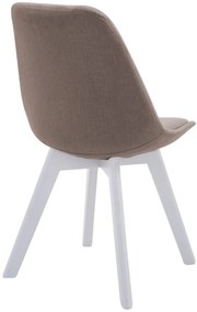 Stolička Borne V2 - látka, drevené nohy biele - Sivo-hnedá (Taupe)