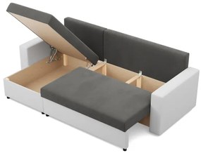 Rohová rozkladacia sedačka LUNA popolová / biela
