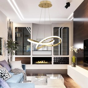 Toolight - Moderné LED kruhové závesné stropné svietidlo + diaľkové ovládanie APP390-CP, zlatá, OSW-06906