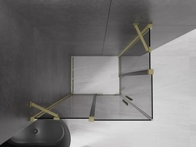 Mexen Velar Duo, sprchový kút s posuvnými dverami 90 x 80 cm, 8mm šedé sklo, zlatá matná, 871-090-080-42-55