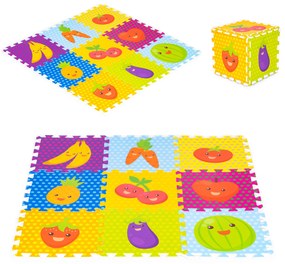 Penová podložka pre deti ovocné puzzle 9 prvkov 86x86cm IPLAY