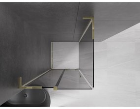 Mexen Velar L, sprchový kút s posuvnými dverami 100 x 100 cm, 8mm šedé sklo, zlatá lesklá, 871-100-100-43-50