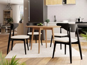 Okrúhly stôl Vidariko FI 100 so 6 stoličkami ST80 01, Dostupné poťahy: Magic Velvet 2250, farebné prevedenie stola v dreve: Prírodná, farebné prevedenie stoličky v dreve: čierna