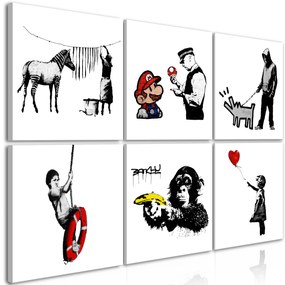 Artgeist Obraz - Banksy Style (6 Parts) Veľkosť: 120x80, Verzia: Premium Print