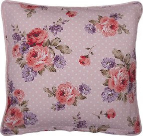 Ružový bavlnený poťah na vankúš s ružami Dotty Rose - 40*40 cm