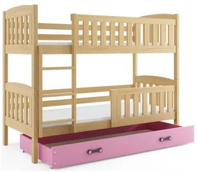 Detská poschodová posteľ KUBUS s úložným priestorom 80x190 cm - borovica Ružová
