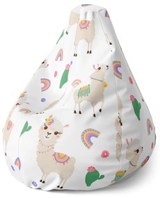 Sablio Sedací vak Pear Roztomilé lamy - 70 x 95 x 15 cm
