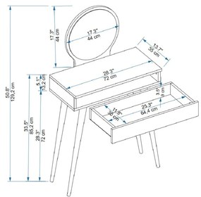 Kozmetický stol Siena Atlantic Pine