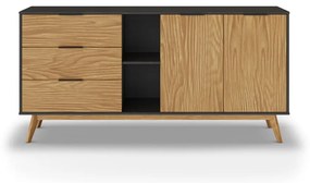 Čierna/prírodná nízka komoda z borovicového dreva 165x80 cm Lavis – Marckeric