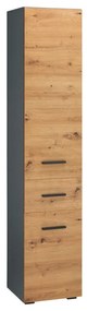 Vysoká úzka kúpeľňová skrinka v dekore duba v prírodnej farbe 180x35 cm Malika – Støraa