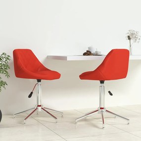 Otočné jedálenské stoličky 2 ks, červené, umelá koža