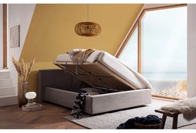 Svetlohnedá čalúnená dvojlôžková posteľ s úložným priestorom s roštom 140x200 cm Cube – Meise Möbel