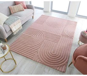 Ružový vlnený koberec Flair Rugs Zen Garden, 160 x 230 cm